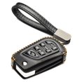 thumbnail image 1 of Vitodeco Genuine Leather Flip Key Fob Case Cover Protector with Key Chain Compatible for 2018 - 2025 Toyota Camry, Corolla (4-Button, Black), 1 of 5