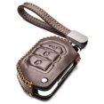 thumbnail image 1 of Vitodeco Genuine Leather Flip Key Fob Case Cover Protector Compatible for Jeep Wrangler, Gladiator (2018 - 2026 Models)  (3-Button, Black/Red), 1 of 5