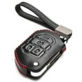 thumbnail image 1 of Vitodeco Genuine Leather Flip Key Fob Case Cover Protector Compatible for Jeep Wrangler, Gladiator (2018 - 2026 Models)(4-Button, Black/Red), 1 of 5