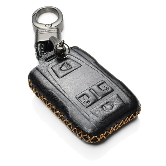 Vitodeco Genuine Leather Key Fob Case Cover Compatible for 2019-2021 GMC Sierra, Canyon, Chevy Silverado 1500, Tahoe, Colorado, Suburban (4-Button, Black)