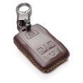 thumbnail image 1 of Vitodeco Genuine Leather Key Fob Case Cover Compatible for 2019-2021 GMC Sierra, Canyon, Chevy Silverado 1500, Tahoe, Colorado, Suburban (4-Button, Brown), 1 of 5