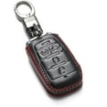 thumbnail image 1 of Vitodeco Genuine Leather Keyless Entry Remote Control Smart Key Case Cover with Key Chain Compatible for RAM 1500 2019-2025 (5-Button with Tailgate, Black/Red), 1 of 5
