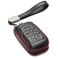 thumbnail image 1 of Vitodeco Genuine Leather Remote Control Smart Key Case Cover Protector with Leather Key Strap - Compatible for RAM 2500, 3500, 4500, 5500 (2019 - 2026 Models) - 5-Button, Black/Red, 1 of 4