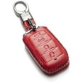 thumbnail image 1 of Vitodeco Genuine Leather Keyless Entry Remote Control Smart Key Case Cover with Leather Key Chain Compatible for RAM 1500 2019-2025 (4-Button, Red), 1 of 5