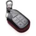 thumbnail image 1 of Vitodeco Genuine Leather Keyless Smart Key Fob Case Cover with Key Chain Compatible for Maserati Ghibli, Levante, Quattroporte (Remote Start, Black/Red), 1 of 6