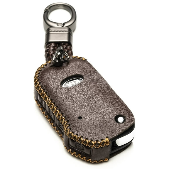 Vitodeco Genuine Leather Smart Flip Key Fob Remote Case with Key Holder Compatible for KIA Sportage, KIA Forte - 4-Button, Brown
