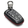 thumbnail image 1 of Vitodeco Leather Smart Key Fob Case Cover Protector Compatible with Ford (2018 - 2026 Models) - 4-Button, Black/Red, 1 of 5