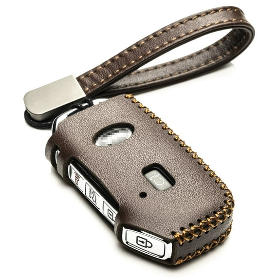 Vitodeco Genuine Leather Smart Key Fob Case Compatible for Kia Soul, Seltos, Sportage, NIRO, Sorento, Telluride, Rio, Forte, K5, Stinger 2019-2022 (5-Button, Brown)