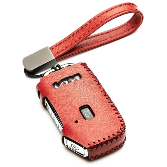 Vitodeco Genuine Leather Smart Key Fob Case Compatible with KIA Soul, Seltos, Sportage, NIRO, Sorento, Telluride, Rio, Forte, K5 2022-2025 New Emblem (5-Button, Red)