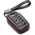 thumbnail image 1 of Vitodeco Genuine Leather Smart Key Fob Case Compatible with Land Cruiser, 4Runner, Highlander, RAV4, Camry, Grand Highlander, Sequoia 2019-2025 (4-Button, Black/Red), 1 of 6