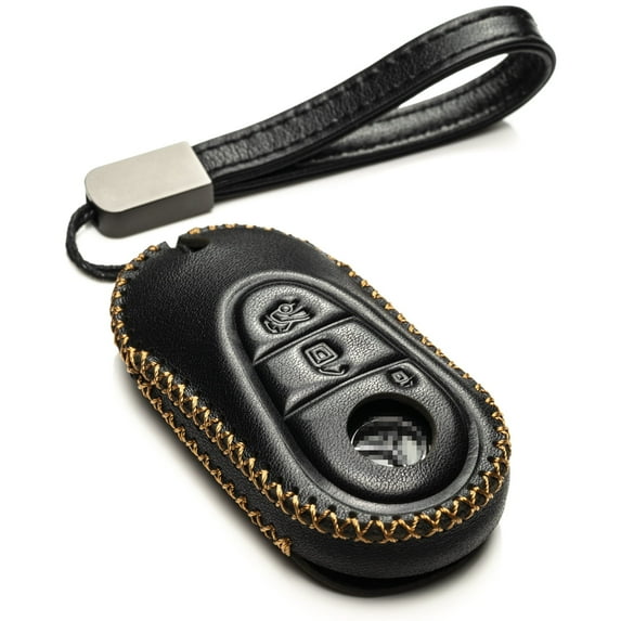 Vitodeco Genuine Leather Smart Key Fob Case Compatible with Mercedes-Benz C-Class, S-Class, GLC, EQB SUV, EQS Sedan, EQS SUV, EQE Sedan, EQE SUV 2023-2025 (3-Button, Black)