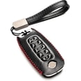 thumbnail image 1 of Vitodeco Genuine Leather Smart Key Fob Case Compatible with Nissan Sentra, Versa, Rogue, Pathfinder, Murano, Kicks, Ariya, Armada (2022-2026 Models) (5-Button, Black/Red), 1 of 5