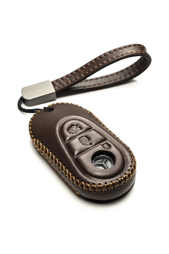 Genuine Leather Smart Key Fob Case Compatible for Mercedes-Benz S-Class 2022, Mercedes-Benz C-Class 2022, EQS 2022 (3-Button, Brown)