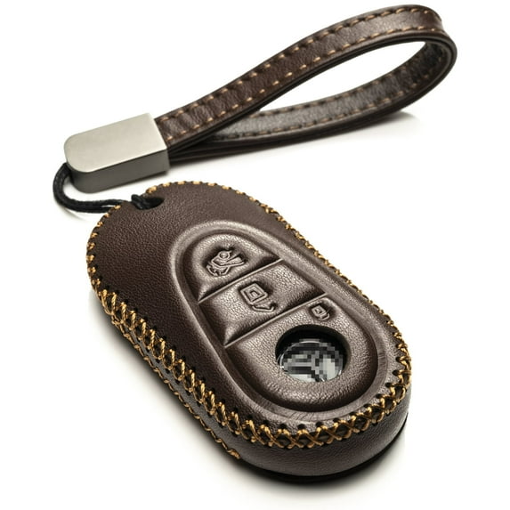 Vitodeco Genuine Leather Smart Key Fob Case Compatible for Mercedes-Benz S-Class 2022, Mercedes-Benz C-Class 2022, EQS 2022 (3-Button, Brown)
