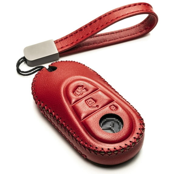 Vitodeco Genuine Leather Smart Key Fob Case Compatible for Mercedes-Benz S-Class 2022, Mercedes-Benz C-Class 2022, EQS 2022 (3-Button, Red)