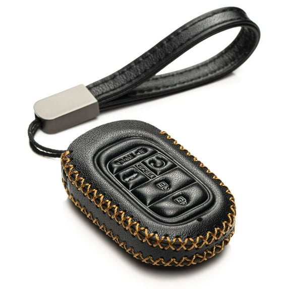Vitodeco Leather Key Fob Case Compatible with Honda Civic, Civic Hatchback, Accord, HR-V, CRV, Pilot, Passport 2023 - 2026(5-Button, Black)