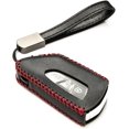 thumbnail image 1 of Vitodeco Genuine Leather Smart Key Fob Case Compatible with Volkswagen MK8 Golf GTI, ID4, Atlas (3-Button, Black/Red), 1 of 6
