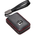 thumbnail image 1 of Vitodeco Genuine Leather Smart Key Fob Case Compatible with Volvo XC40, XC60, XC90, S90, S60, V60, V90 2019-2025 (4-Button, Black/Red), 1 of 5