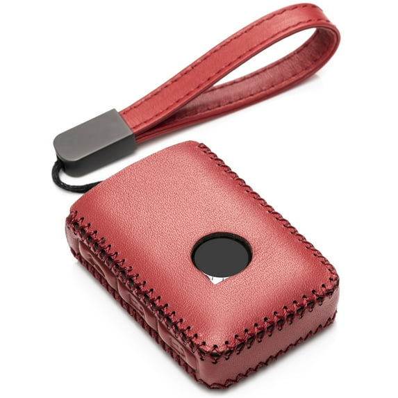 Vitodeco Genuine Leather Smart Key Fob Case Compatible with Volvo XC60, XC90, S90, V90 2019-2025 (4-Button, Red)