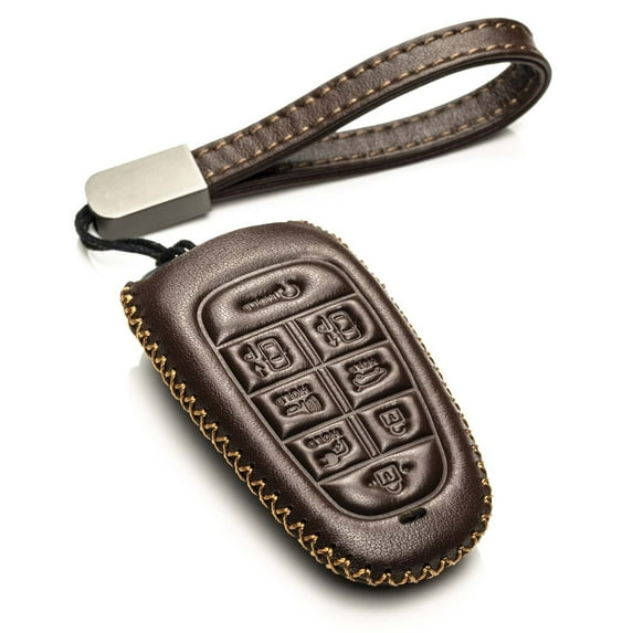 Vitodeco Genuine Leather Smart Key Fob Case Cover Compatible with Hyundai IONIQ 5, IONIQ 2022 - 2024 (8-Button, Brown)