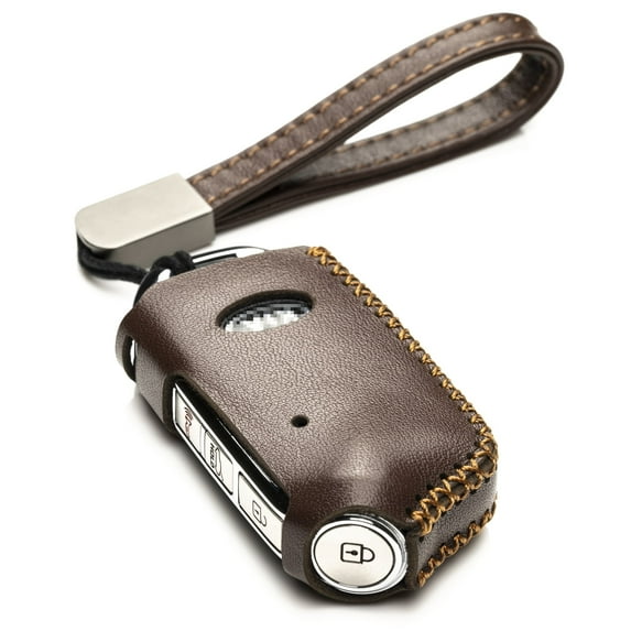 Vitodeco Genuine Leather Smart Key Fob Case Cover Compatible with Kia Stinger (2019-2023 Models) - 4-Button, Brown