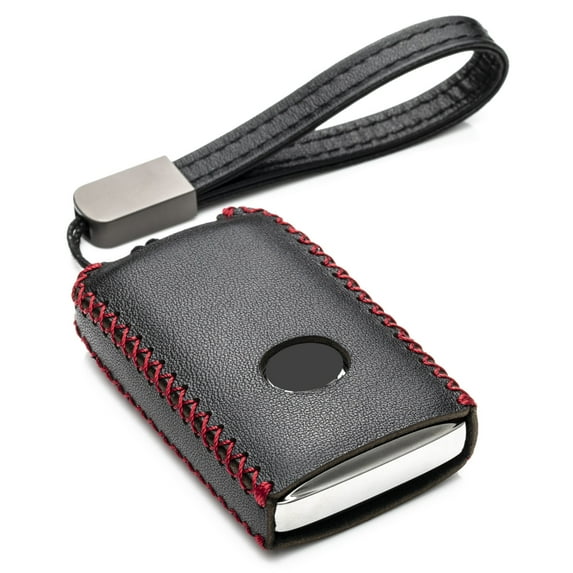 Vitodeco Leather Remote Key Case Cover Protector Comaptible with Mazda 3, Mazda 6, CX-5, CX-50, CX-3, CX-30, CX-9, CX-90, CX-70, 4-Button, Black/Red