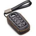thumbnail image 1 of Vitodeco Genuine Leather Smart Key Fob Case Cover Protector Compatible with Toyota Land Cruiser, 4Runner, RAV4, Camry, Highlander 2019-2025 (4-Button, Black), 1 of 6