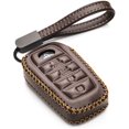 thumbnail image 1 of Vitodeco Genuine Leather Smart Key Fob Case Cover Protector Compatible with Toyota Land Cruiser, 4Runner, RAV4, Camry, Highlander 2019-2025 (4-Button, Brown), 1 of 6