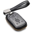 thumbnail image 1 of Vitodeco Genuine Leather Smart Key Fob Case Cover Protector with Leather Key Strap Compatible for 2015-2022 GMC Yukon, Yukon XL, Yukon Denali (6-Button, Black), 1 of 5