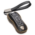 thumbnail image 1 of Vitodeco Genuine Leather Smart Key Fob Case Cover Protector with Leather Key Strap Compatible for 2020 - 2025 Porsche Cayenne, Macan, Panamera, 718, 911 (3-Button, Black), 1 of 6