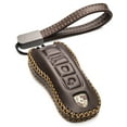 thumbnail image 1 of Vitodeco Genuine Leather Smart Key Fob Case Cover Protector with Leather Key Strap Compatible for 2020 - 2025 Porsche Cayenne, Macan, Panamera, 718, 911 (3-Button, Brown), 1 of 6