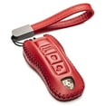 thumbnail image 1 of Vitodeco Genuine Leather Smart Key Fob Case Cover Protector with Leather Key Strap Compatible for 2020 - 2025 Porsche Cayenne, Macan, Panamera, 718, 911 (3-Button, Red), 1 of 6
