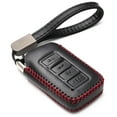 thumbnail image 1 of Vitodeco Genuine Leather Smart Key Fob Case Cover Protector Suitable for 2014-2025 Lexus UX, NX, RX, GX, LX, IS, ES, GS, LS (4-Button, Black/Red), 1 of 5
