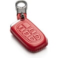 thumbnail image 1 of Vitodeco Genuine Leather Smart Key Fob Case Cover Protector for 2014-2018 Jeep Cherokee, 2013-2017 Ram 1500, 2500, 3500 (5 Buttons, Red), 1 of 6