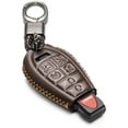 thumbnail image 1 of Vitodeco Genuine Leather Smart Key Fob Case Cover Protector with Leather Key Chain Compatible for 2013 - 2020 Dodge Grand Caravan (7-Button, Brown), 1 of 5