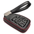 thumbnail image 1 of Vitodeco Leather Smart Key Fob Case Cover Protector Compatible with Chevrolet Silverado, Colorado, Suburban, Tahoe, Blazer, Equinox, Traverse - 5-Button, Black/Red, 1 of 6