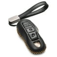 thumbnail image 1 of Vitodeco Genuine Leather Smart Key Fob Case with Leather Key Strap Compatible for Porsche 718, Porsche 911, Porsche Panamera, Porsche Cayenne (3-Button, Black), 1 of 5