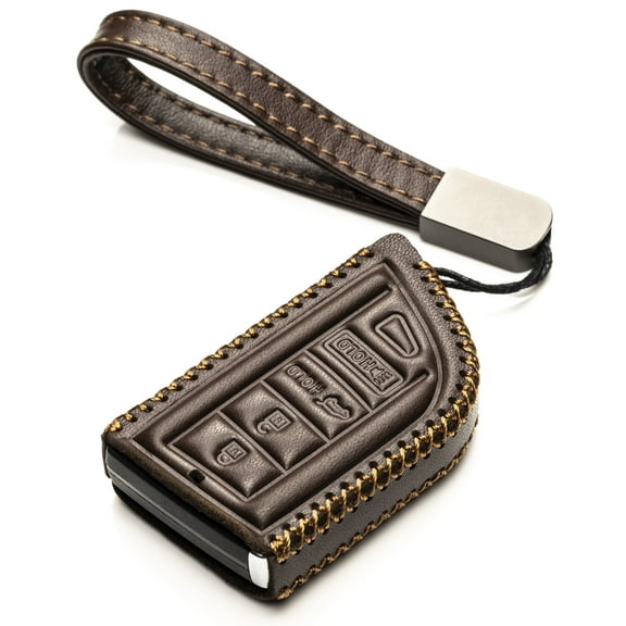 Vitodeco Genuine Leather Smart Key Fob Case with Leather Key Strap Compatible for Acura MDX, Acura RDX 2022 -2023 (4-Button, Brown)