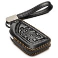 thumbnail image 1 of Vitodeco Genuine Leather Smart Key Fob Case with Leather Key Strap Compatible for Chevrolet Corvette (2020 - 2026 Models) - 6-Button, Black, 1 of 6
