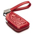 thumbnail image 1 of Vitodeco Genuine Leather Smart Key Fob Case with Leather Key Strap Compatible for Chevrolet Corvette (2020 - 2026 Models) - 6-Button, Red, 1 of 6