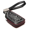 thumbnail image 1 of Vitodeco Genuine Leather Smart Key Fob Case with Leather Key Strap Compatible for Chevrolet Corvette (2020 - 2026 Models) - 7-Button, Black/Red, 1 of 6