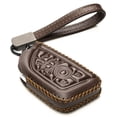 thumbnail image 1 of Vitodeco Genuine Leather Smart Key Fob Case with Leather Key Strap Compatible for Chevrolet Corvette (2020 - 2026 Models) - 7-Button, Brown, 1 of 6