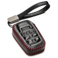 thumbnail image 1 of Vitodeco Genuine Leather Smart Key Fob Case with Leather Key Strap Compatible for Toyota Rav4 Prime 2021 (5-Button, Black/Red), 1 of 5