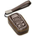 thumbnail image 1 of Vitodeco Genuine Leather Smart Key Fob Case with Leather Key Strap Compatible for Toyota Rav4 Prime 2022 - 2025 (5-Button, Brown), 1 of 5