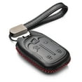 thumbnail image 1 of Vitodeco Genuine Leather Smart Key Fob Case with Leather Strap Compatible for GMC Acadia, GMC Terrain (2017 - 2025 Models ) - 5-Button, Black/Red, 1 of 5