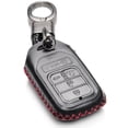 thumbnail image 1 of Vitodeco Genuine Leather Smart Key Keyless Remote Entry Fob Case Cover with Key Chain for Honda Civic, Fit, Accord, Pilot, CR-V (5 Buttons, Black/Red), 1 of 5