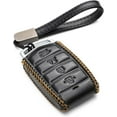 thumbnail image 1 of Vitodeco Leather Key Fob Case Compatible for 2017-2020 Genesis G70, G80, G90, Remote Start, 4-Button, Black, 1 of 6