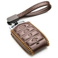 thumbnail image 1 of Vitodeco Leather Key Fob Case Compatible for 2017-2020 Genesis G70, G80, G90, Tailgate, 4-Button, Brown, 1 of 5