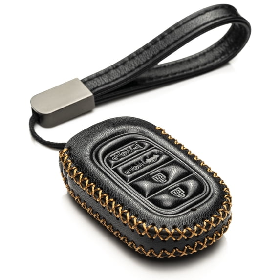Vitodeco Leather Key Fob Case Compatible with Honda Civic, Civic Hatchback, Accord, HR-V, CRV, Pilot, Passport 2023 - 2026(4-Button, Black)