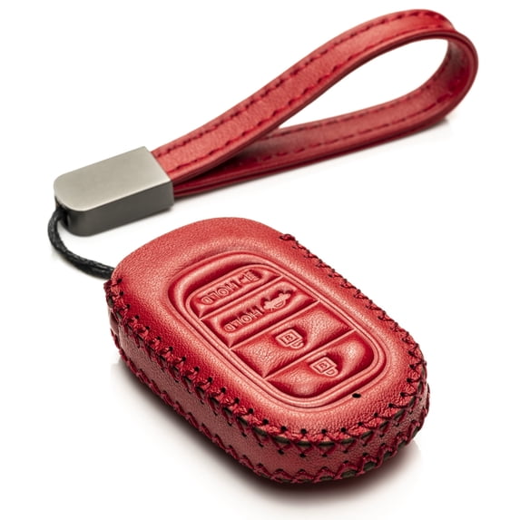 Vitodeco Leather Key Fob Case Compatible with Honda Civic, Civic Hatchback, Accord, HR-V, CRV, Pilot, Passport 2023 - 2026(4-Button, Red)